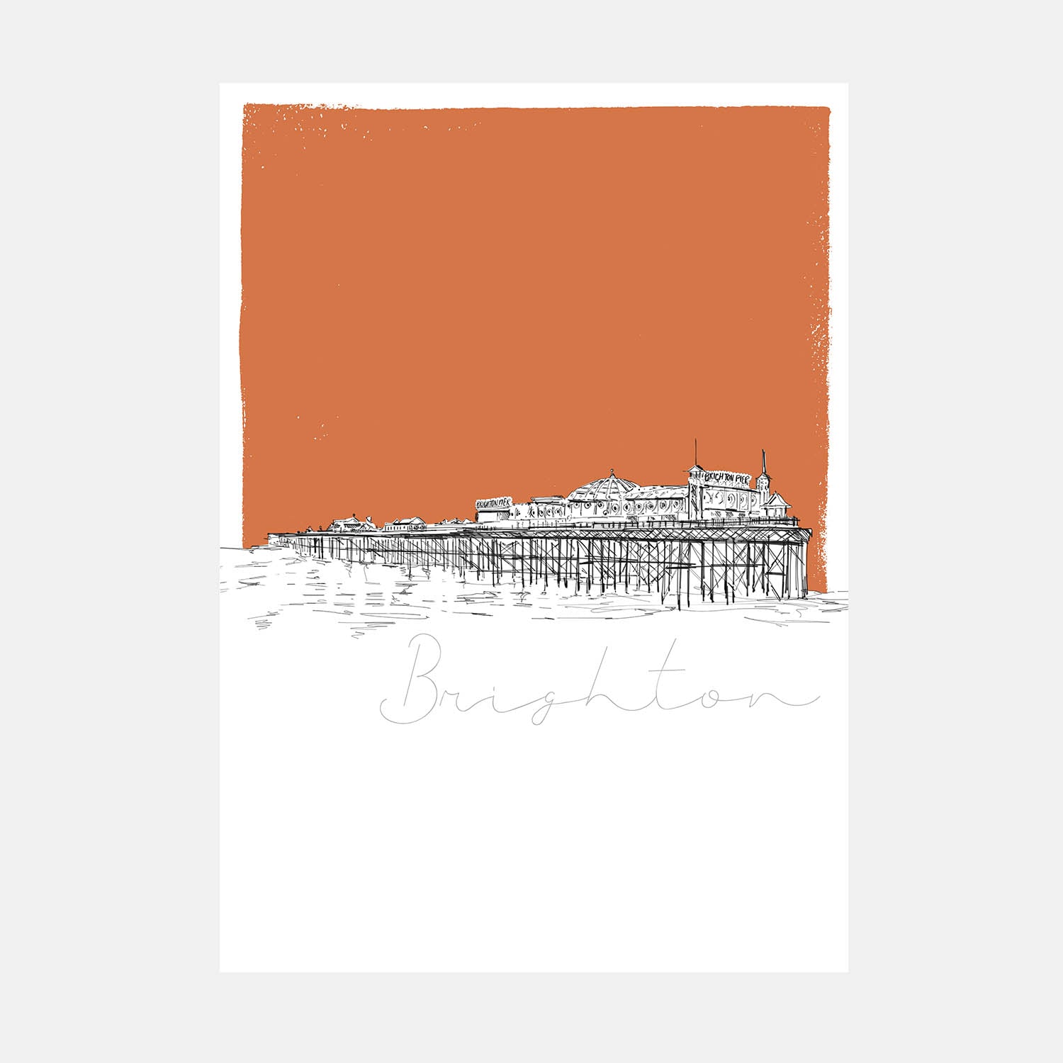 Brighton Pier Art Print with Colour block