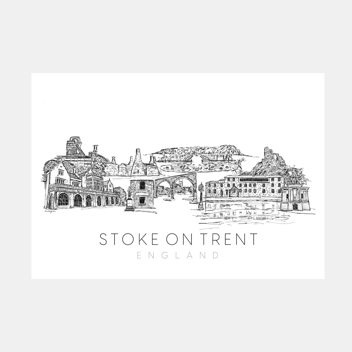 Stoke on Trent Skyline Art Print