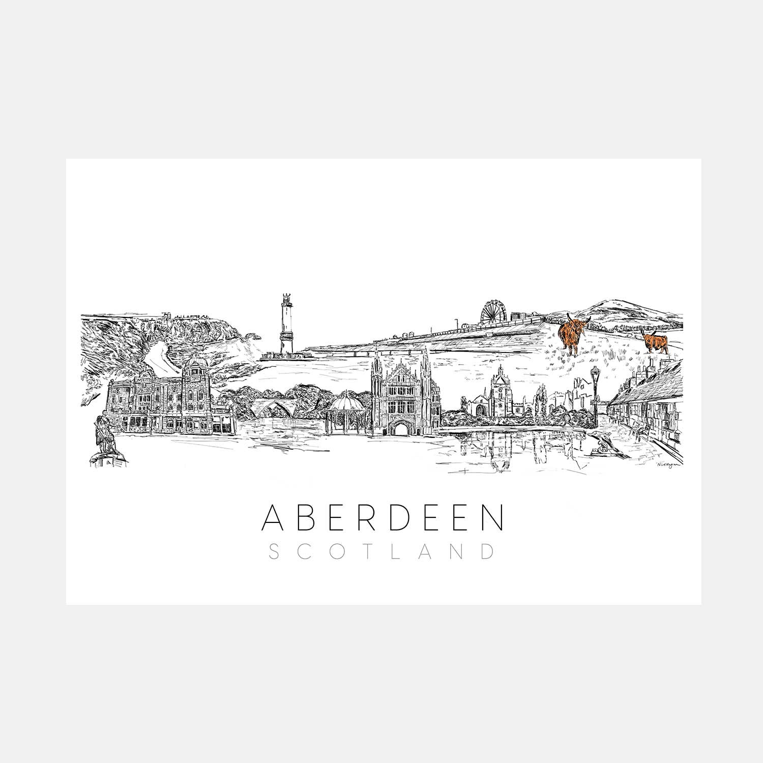 Aberdeen Skyline Print