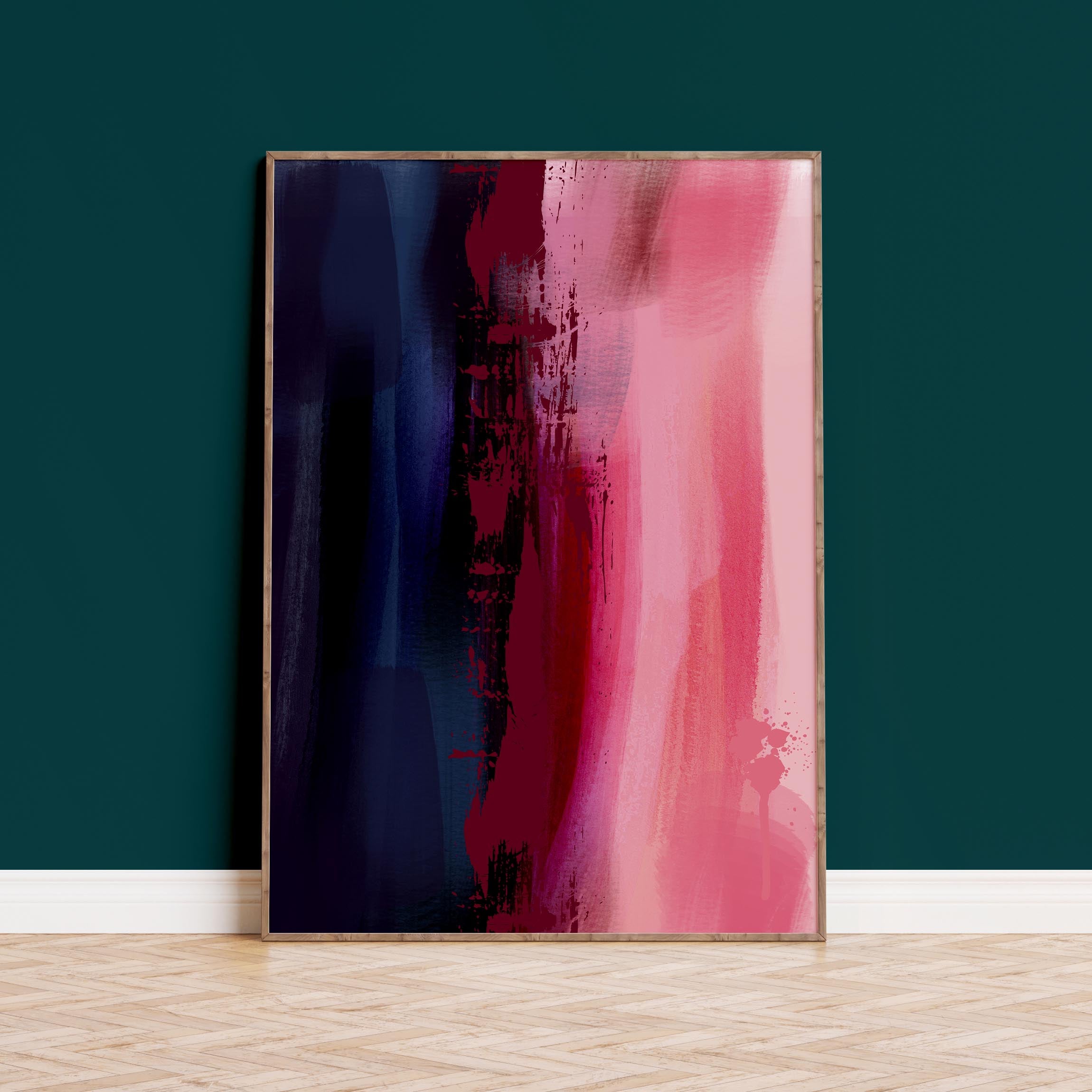Abstract Art Print, Blue, Red, Pink
