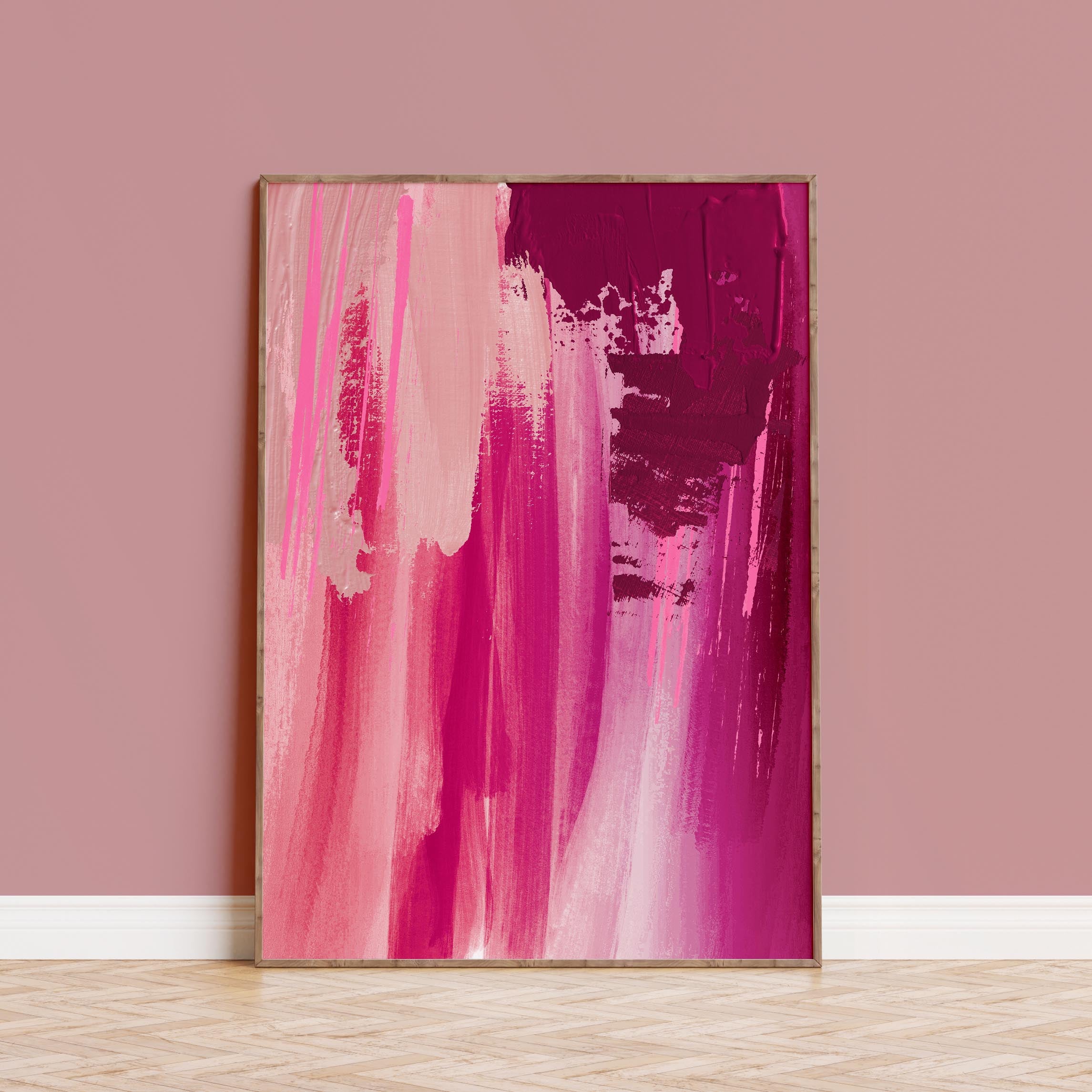Abstract Art Print, bright pink