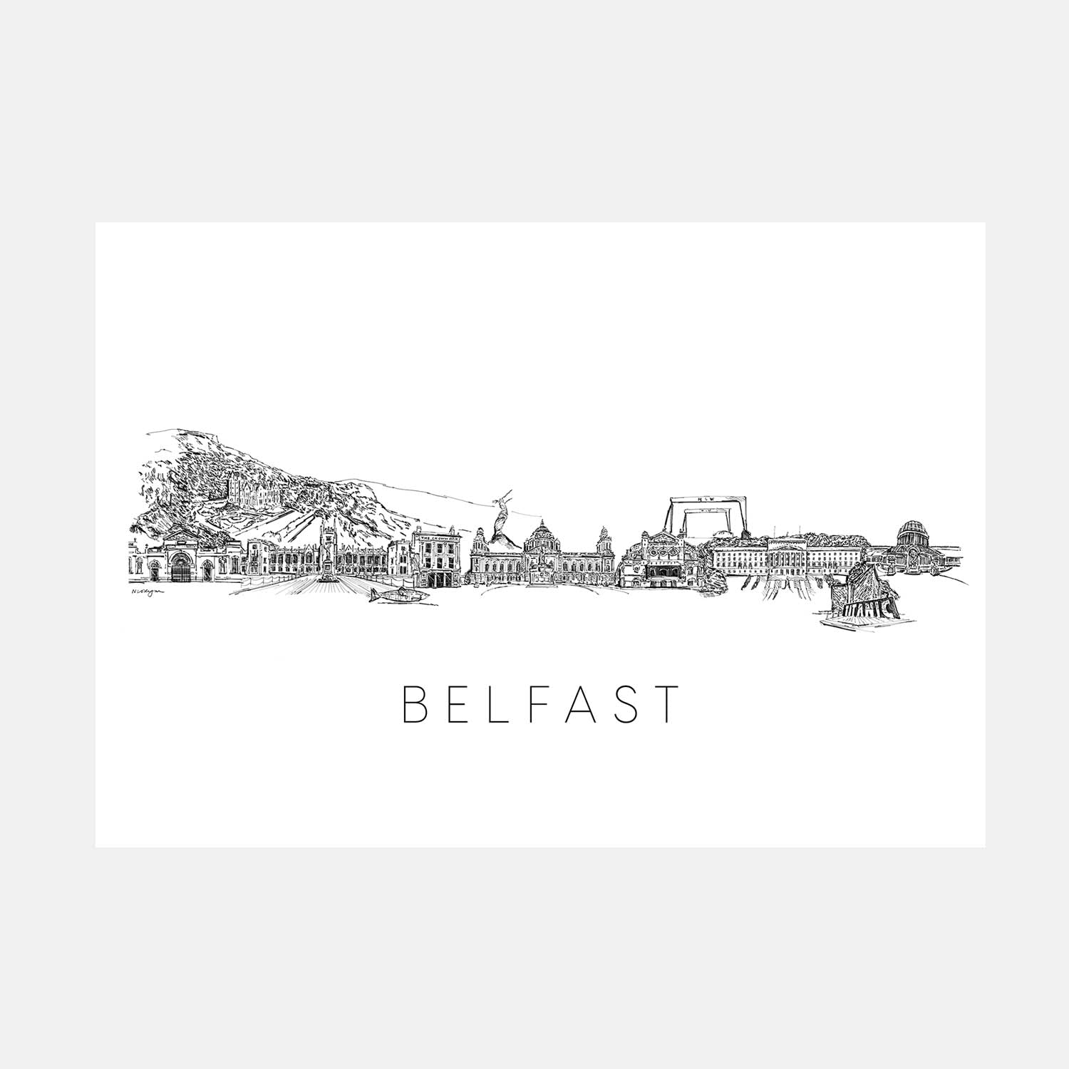 Belfast Skyline Art Print