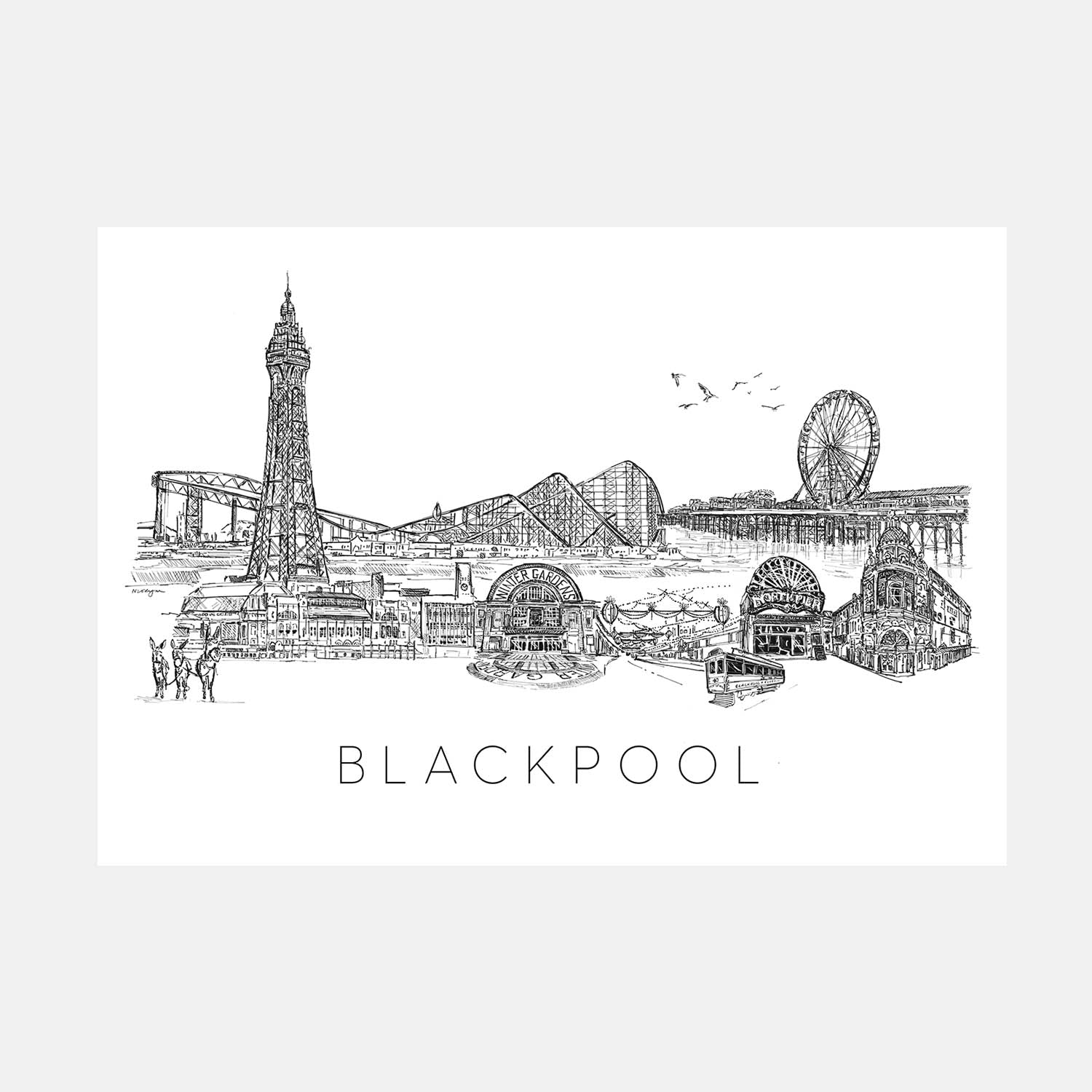 Blackpool skyline art print