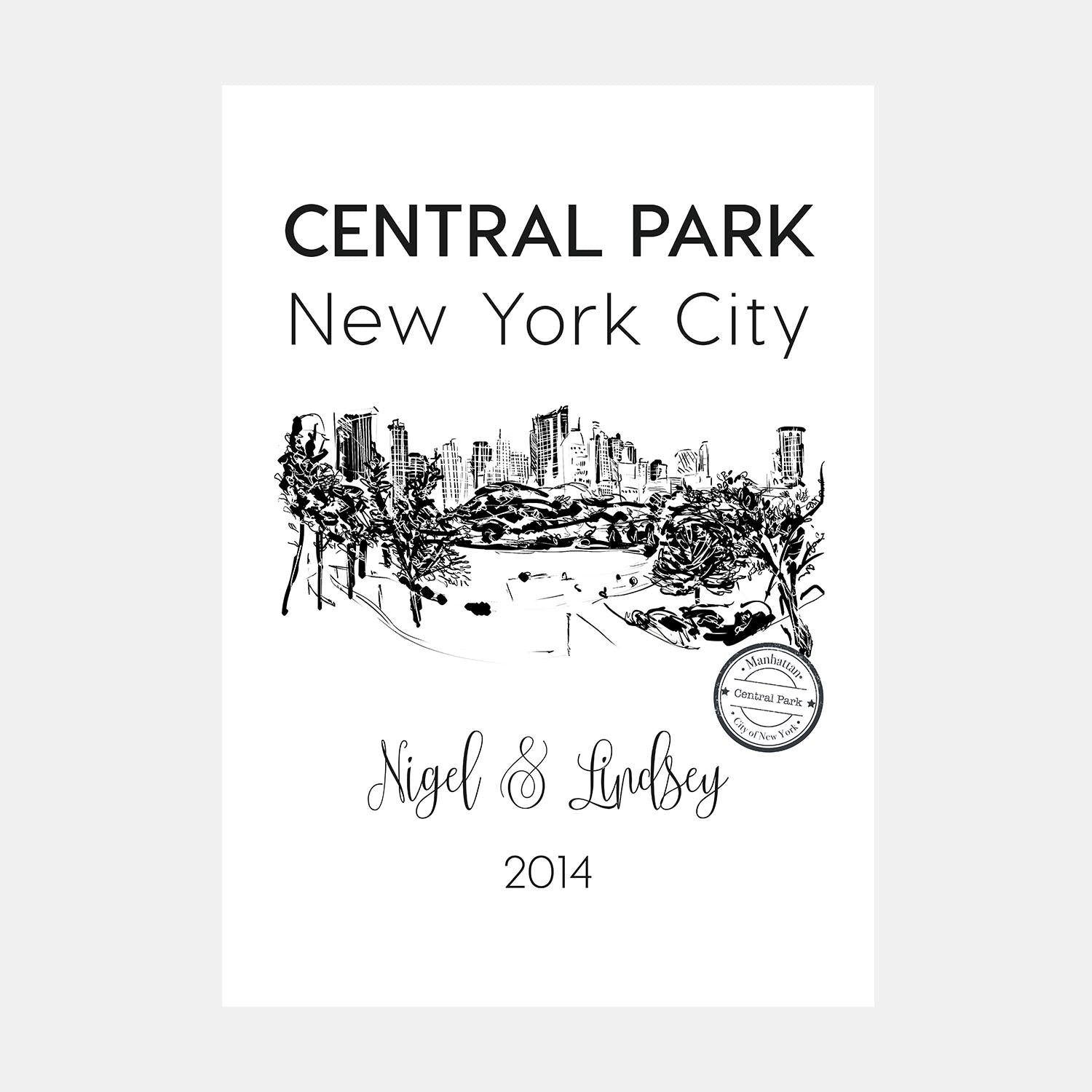 New York Central Park Personalised Art Print