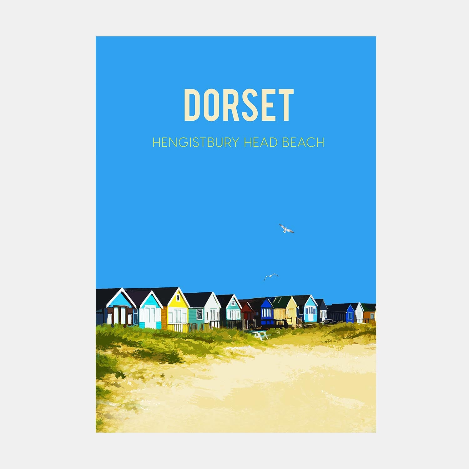 Dorset Beach Huts Art Print