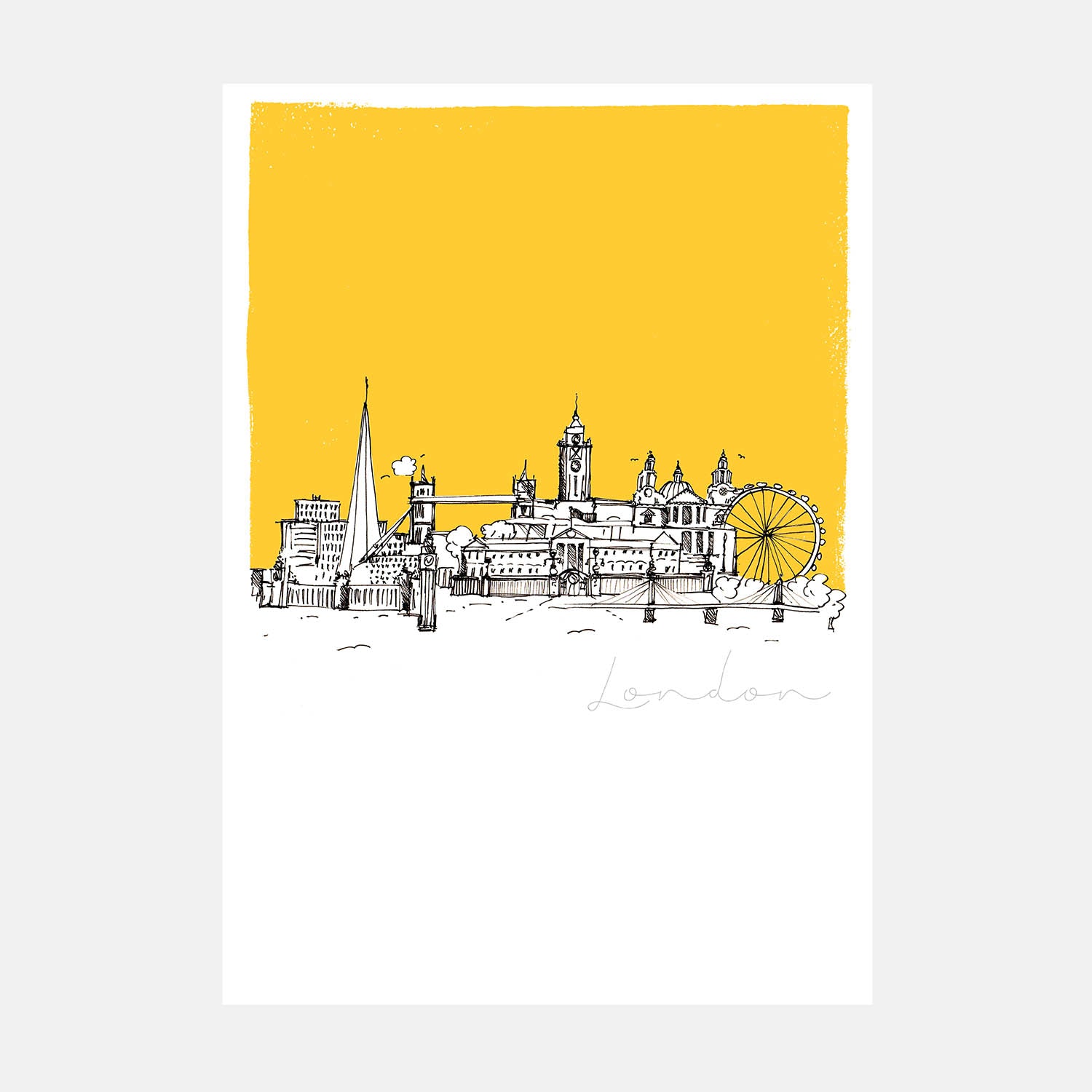 London Landmarks Yellow Art Print