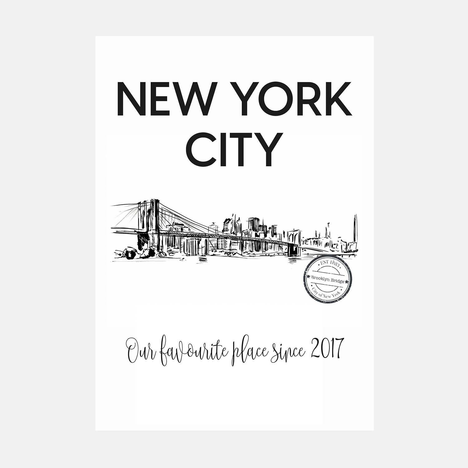 Brooklyn Bridge Print Personalised