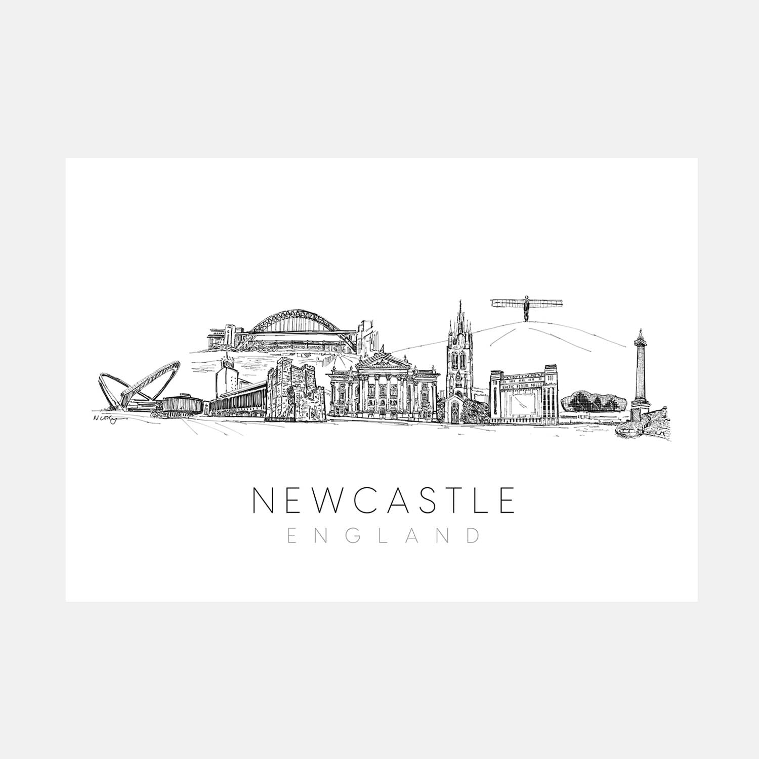 Newcastle skyline print