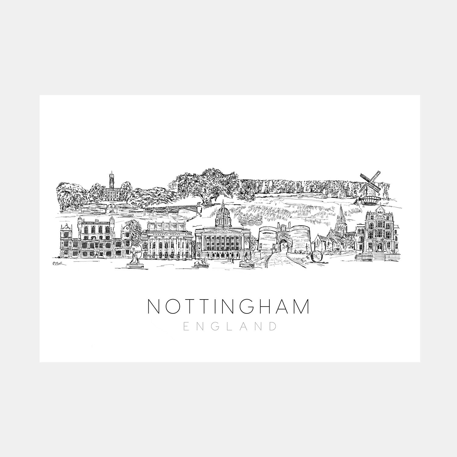 Nottingham Skyline Print