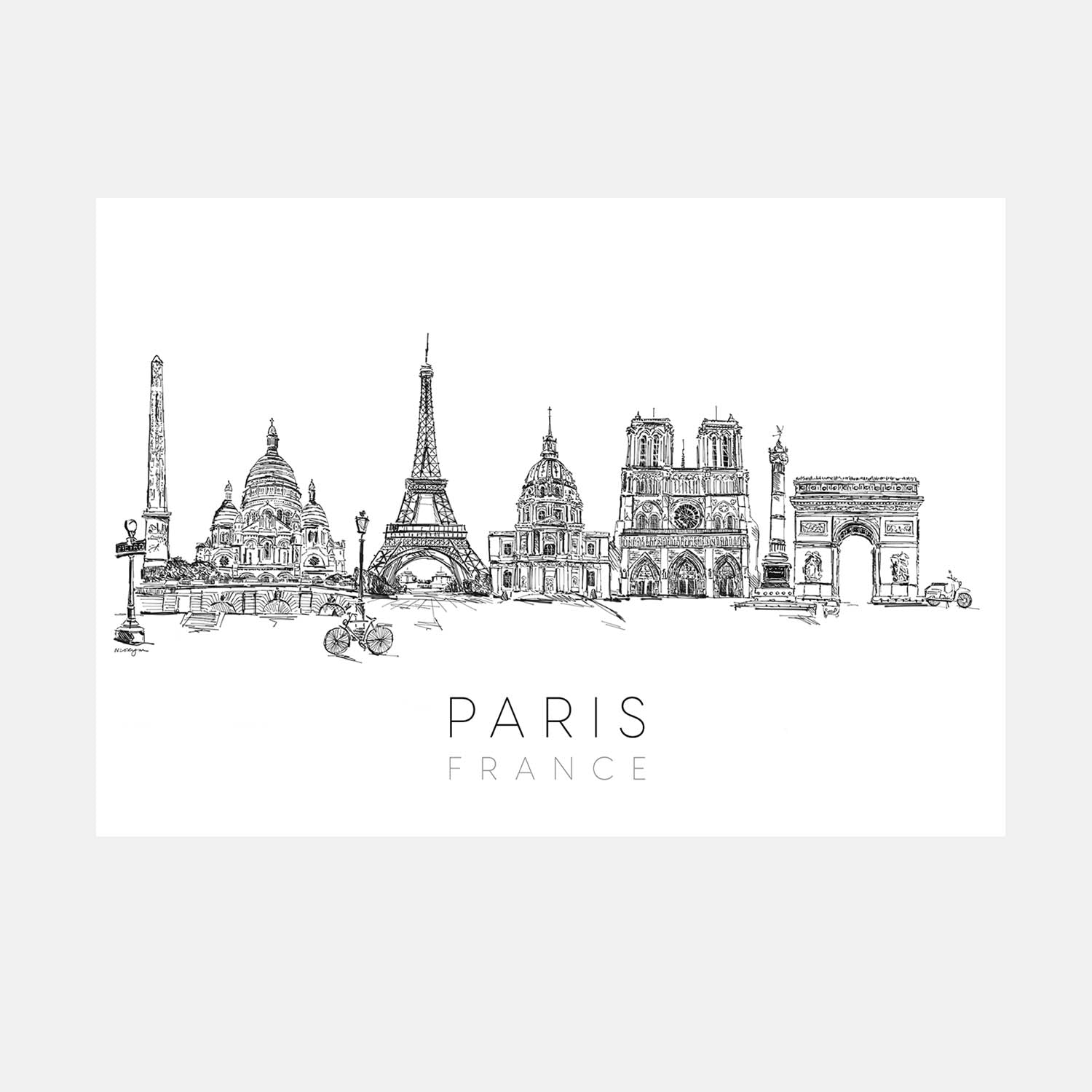 Paris Skyline Drawing