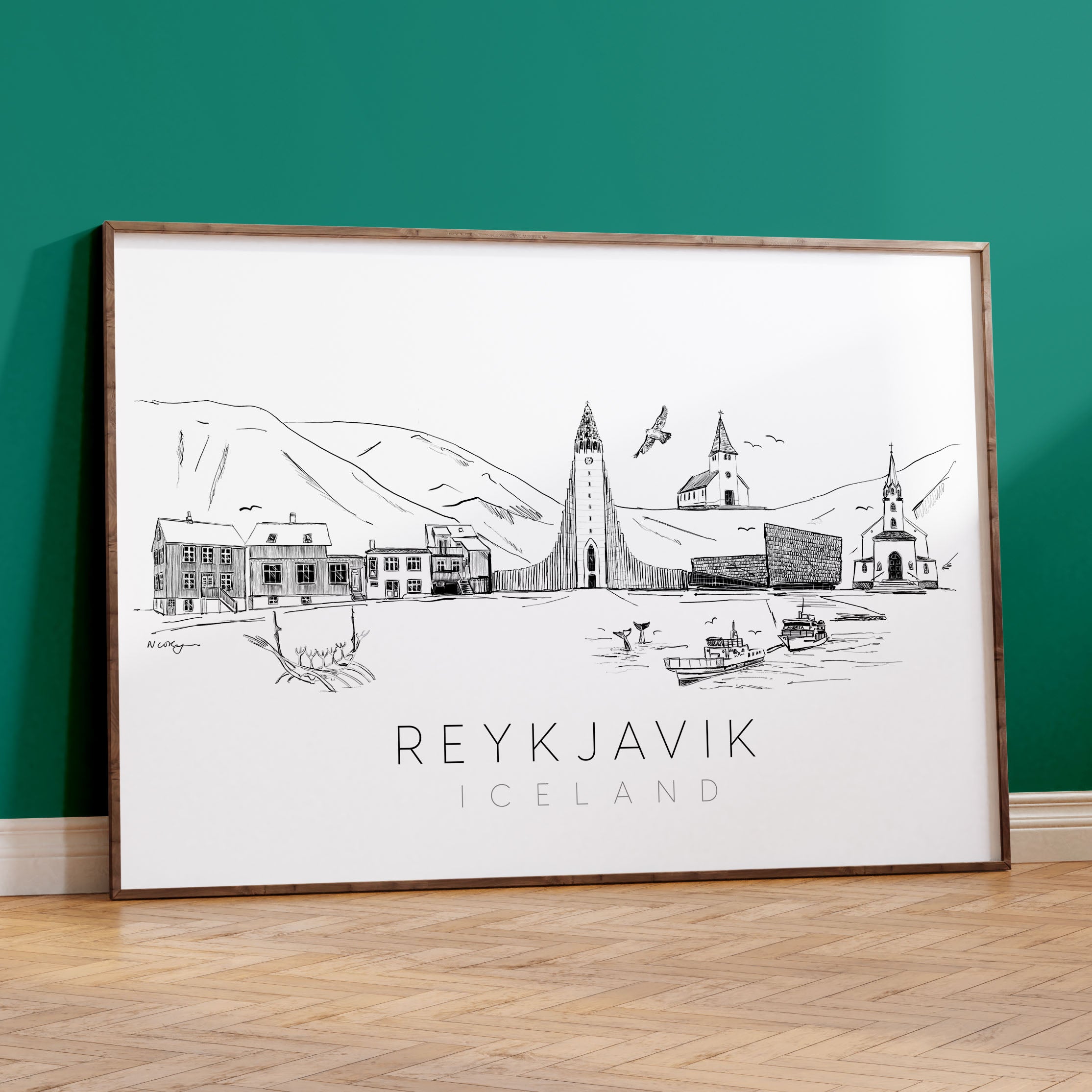 Reykjavik Skyline Art Print