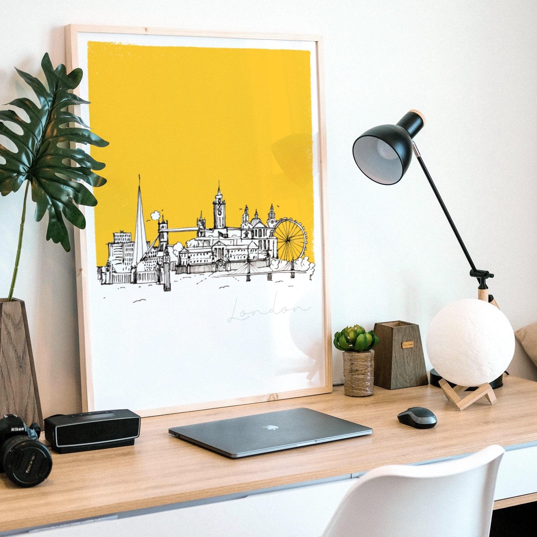 London landmarks unframed art print, yellow