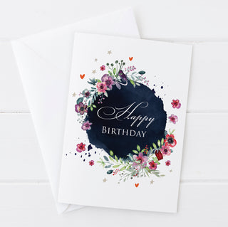 Inky Floral Birthday Card | Natalie Ryan Design