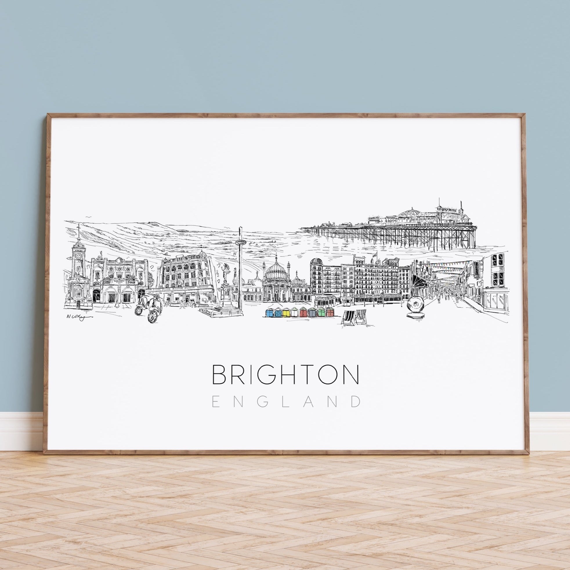 Brighton Landmarks Skyline Art Print 