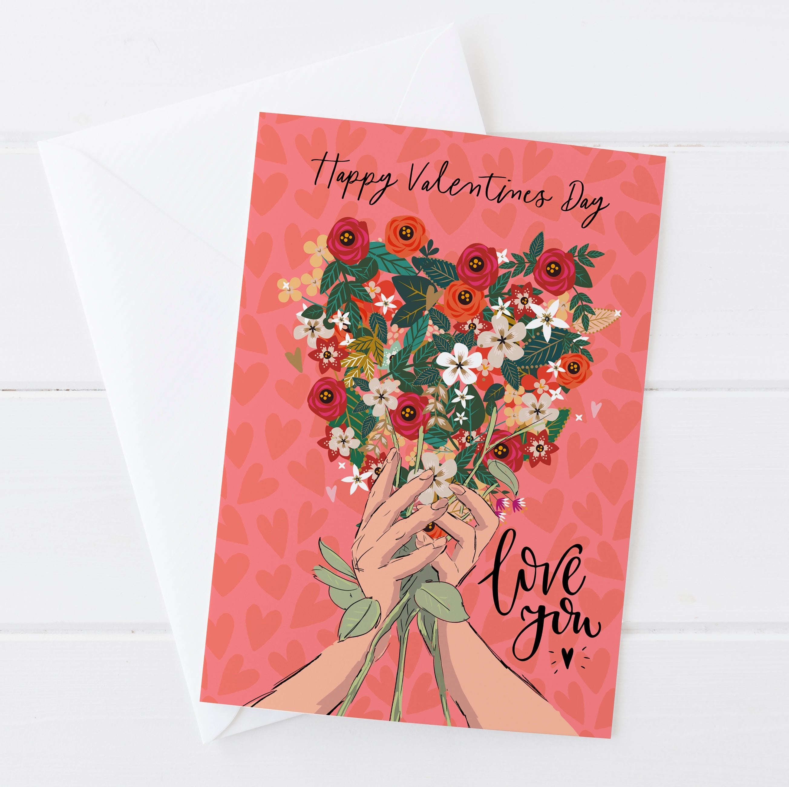 Valentine's Day Card with Bouquet | Natalie Ryan Design