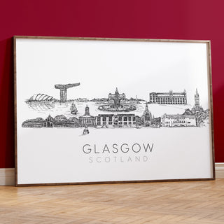 Glasgow Landmarks Skyline art print