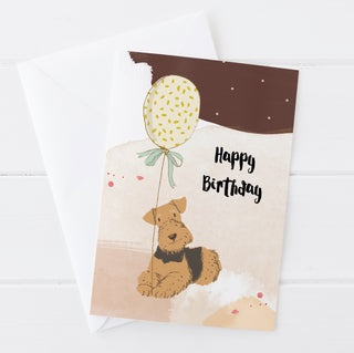 Happy Birthday Dog With Balloon Greetings Card