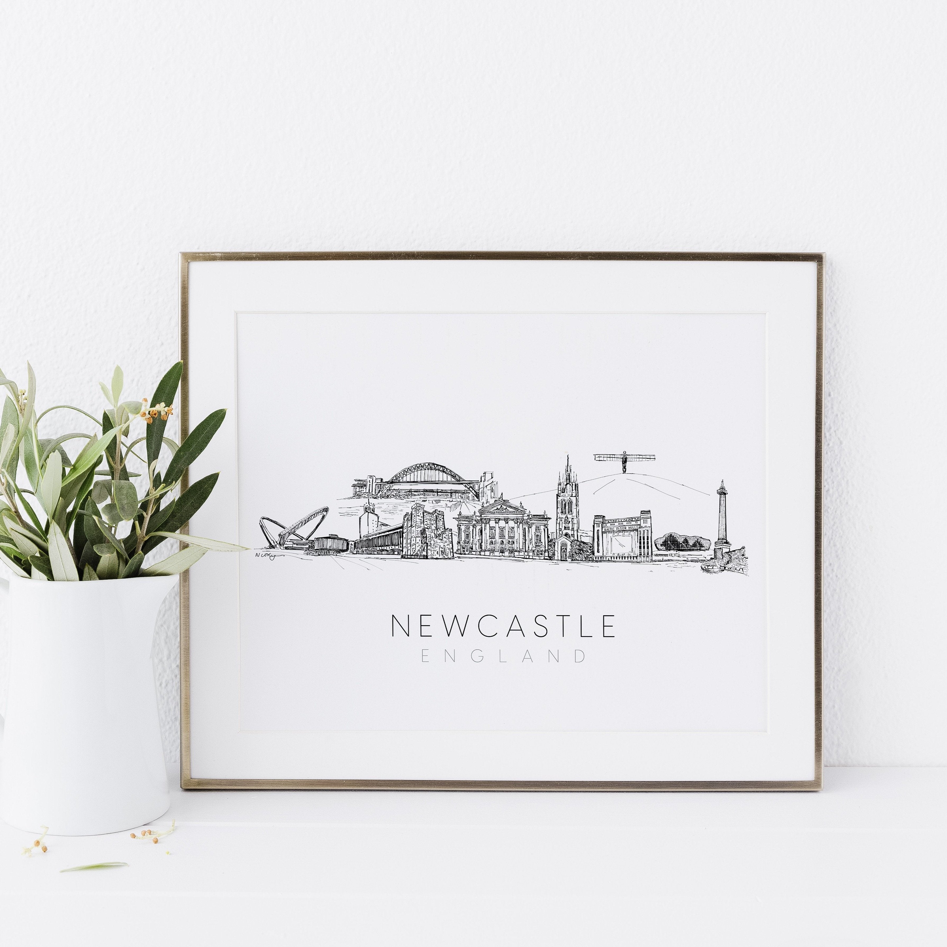 Newcastle skyline art print by Natalie Ryan