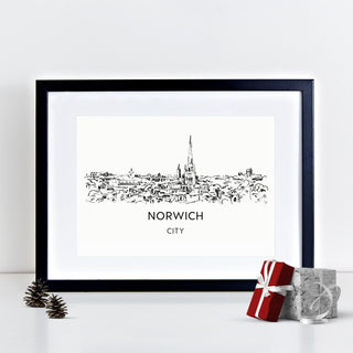 Norwich City Skyline Illustrated Art Print