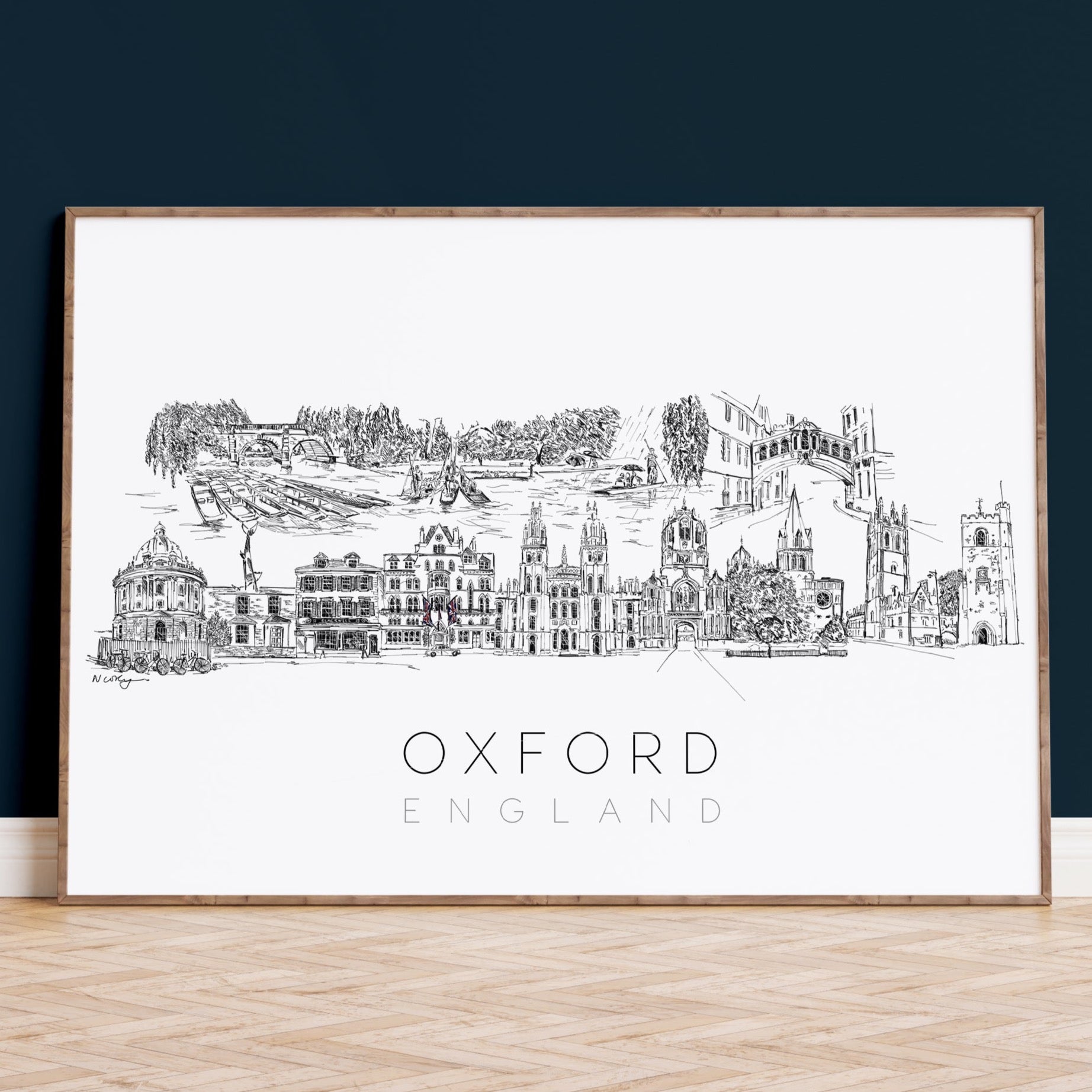  Oxford Skyline Art Print by Natalie Ryan Design