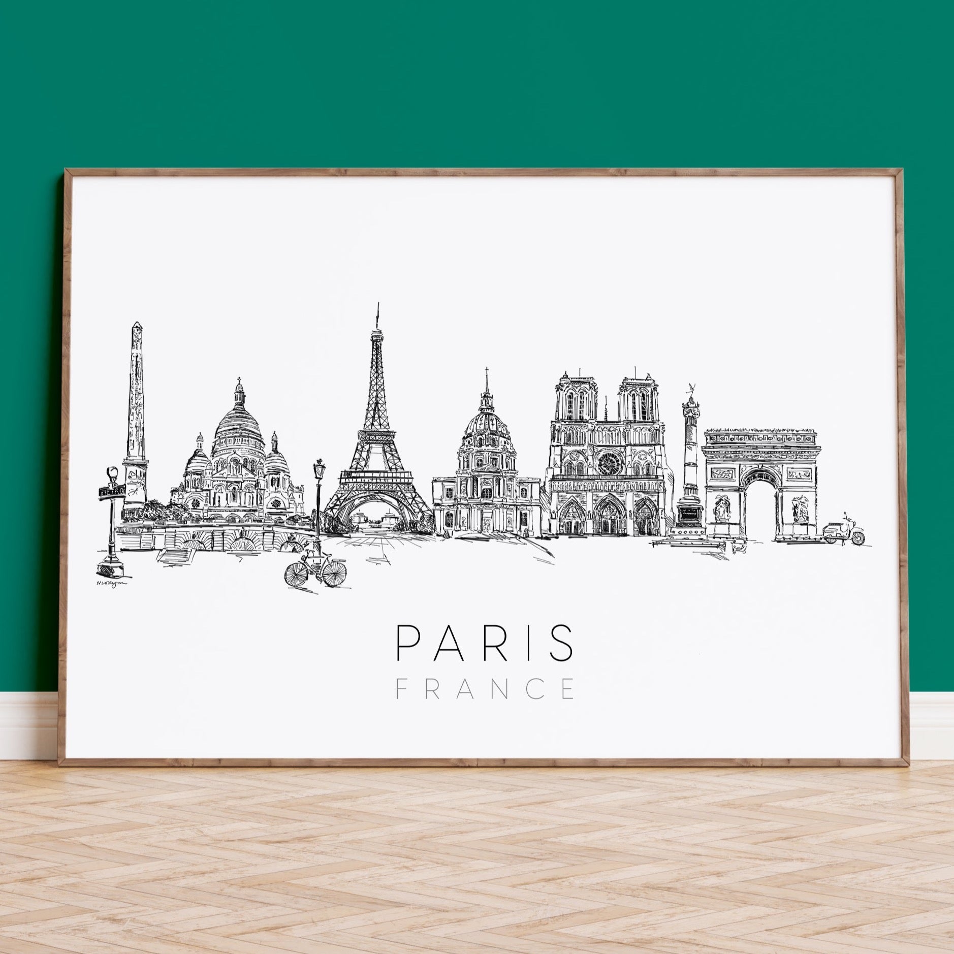 Paris France Skyline Art Print
