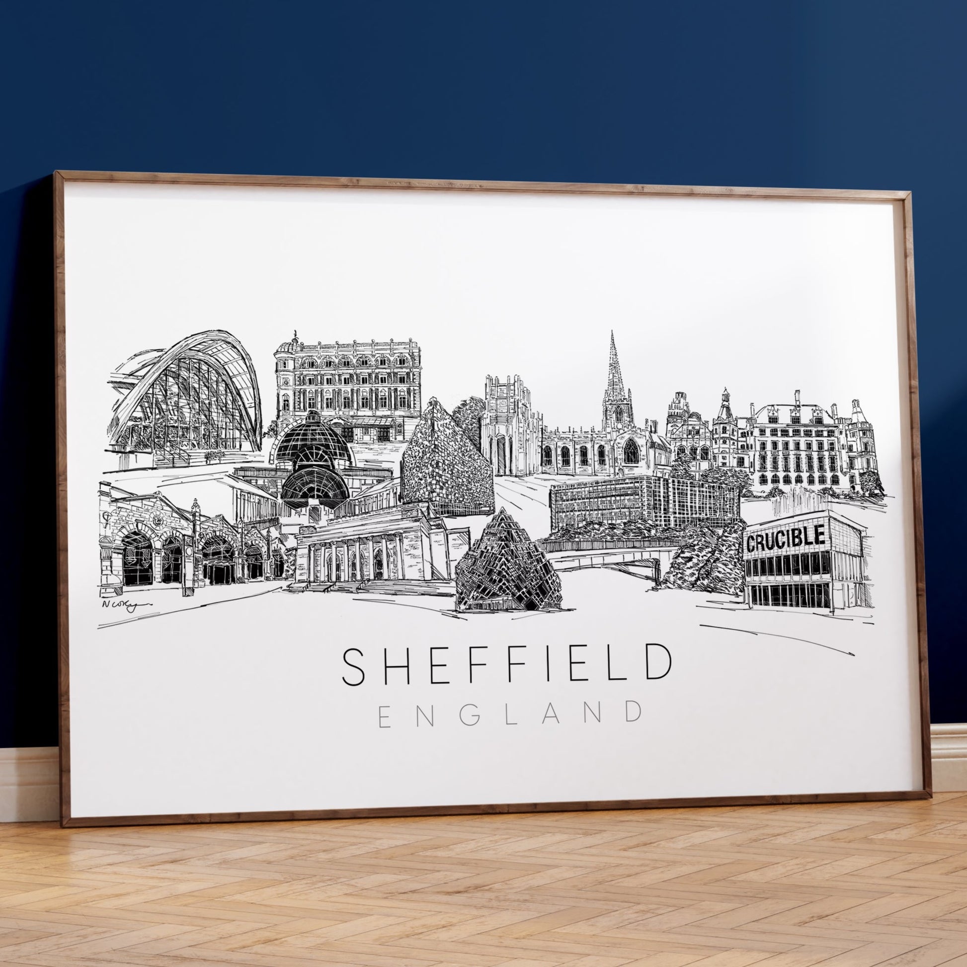 Sheffield Landmarks Skyline Art Print