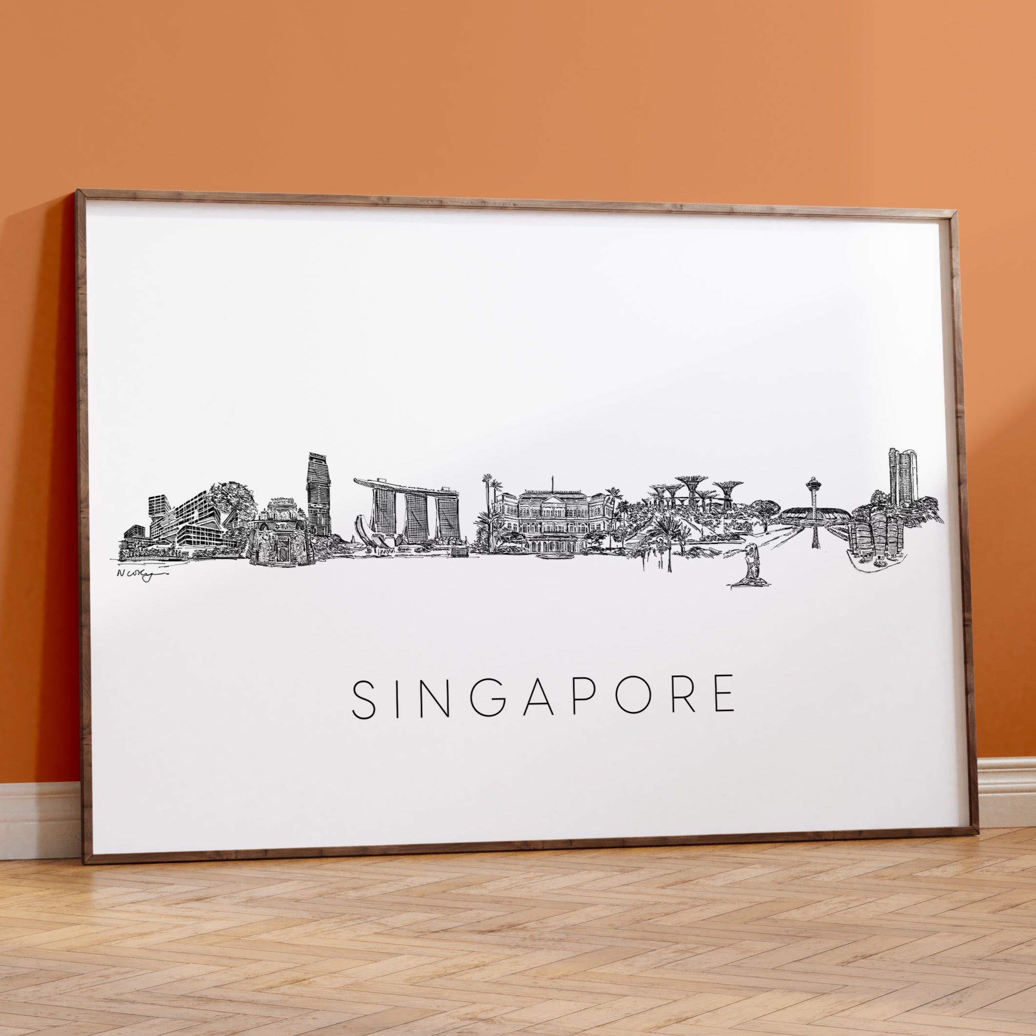 Singapore Skyline Cityscape Art Print