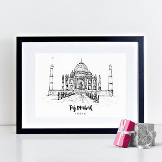 The Taj Mahal Illustrated Art Print