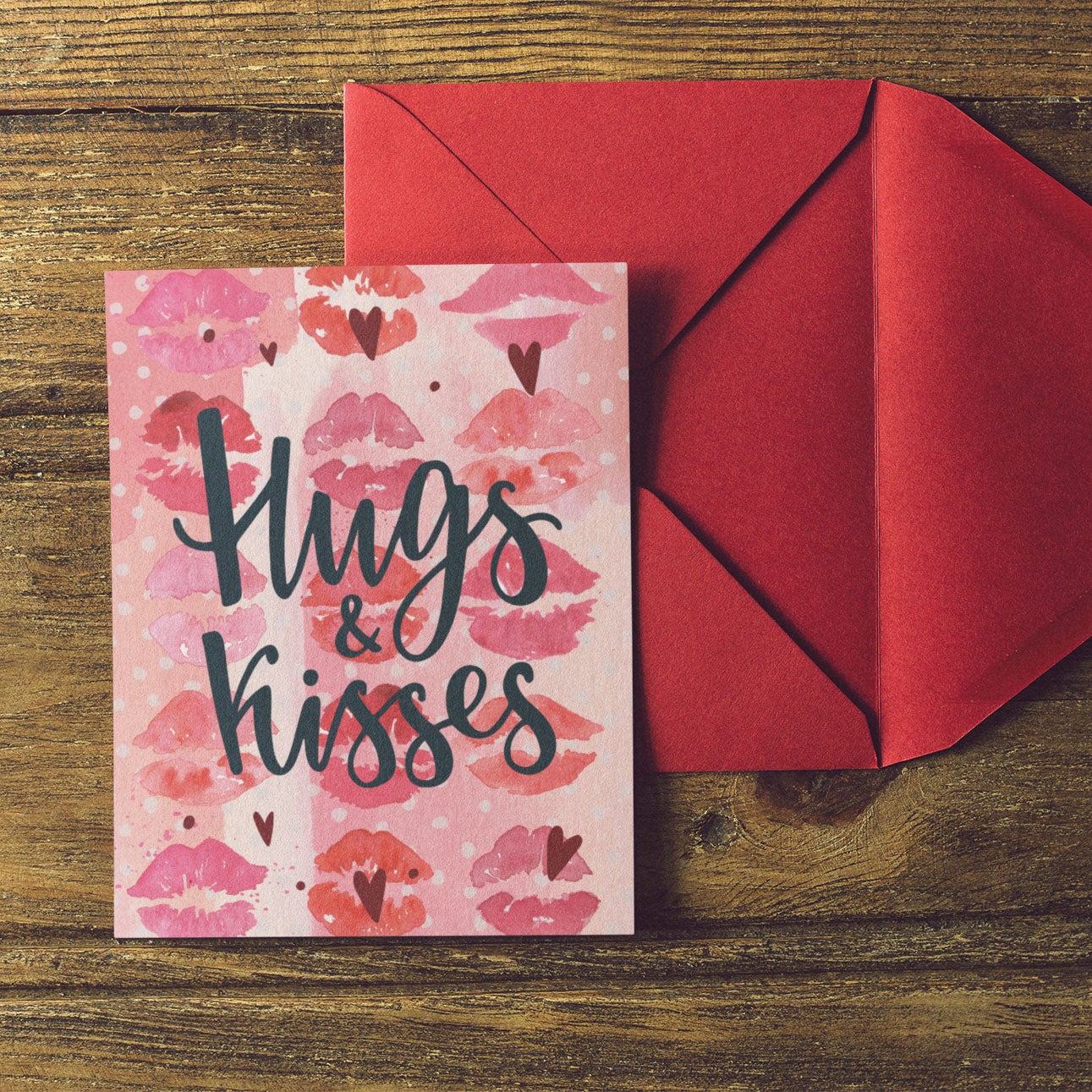 Hugs and Kisses Valentines Day Card | Natalie Ryan Design