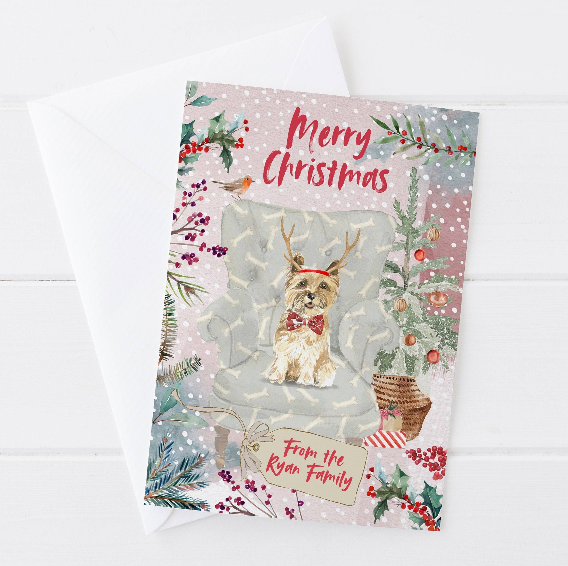 Personalised Cairn Terrier Christmas Card | Natalie Ryan Design
