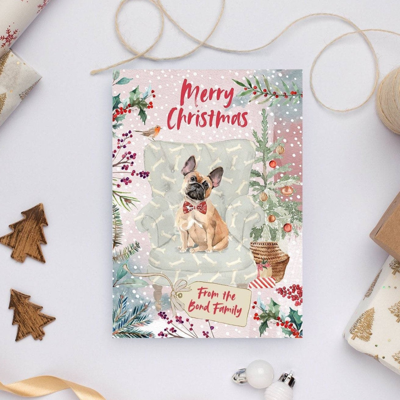 Personalised French Bulldog Christmas Card | Natalie Ryan Design