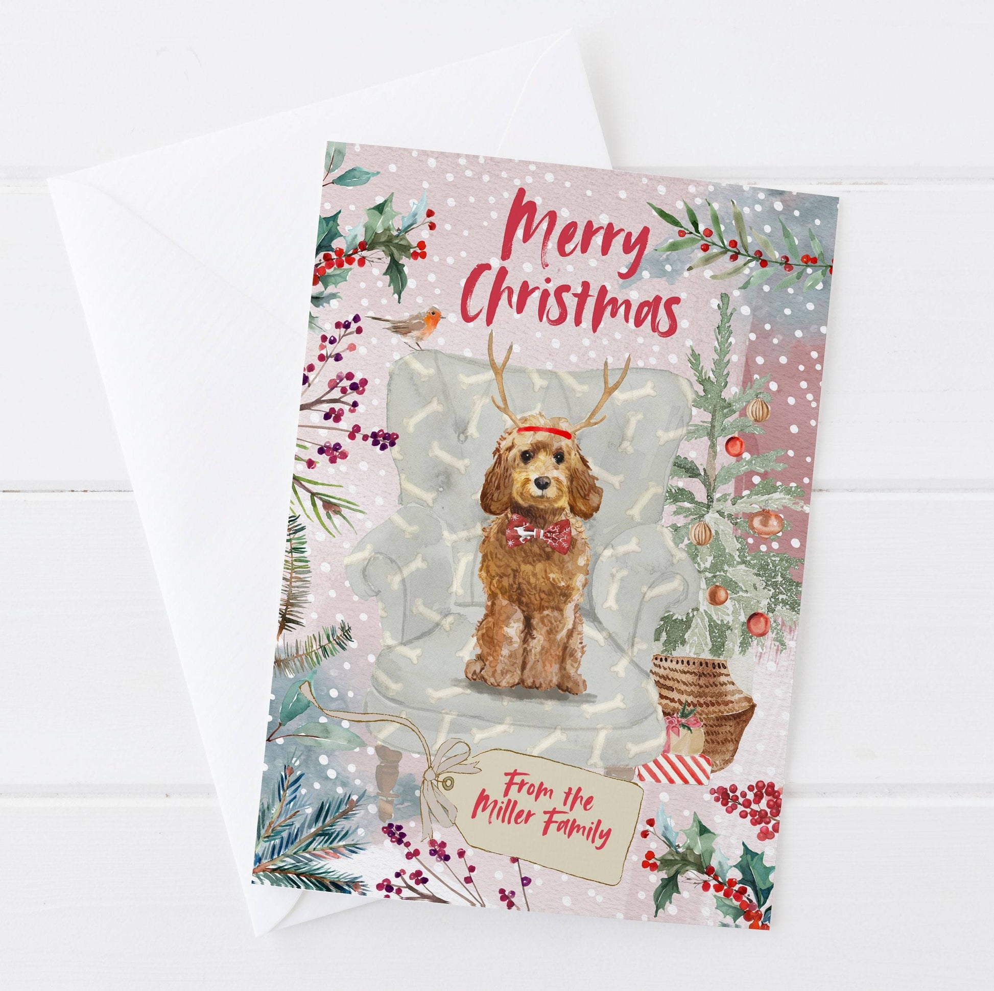 Personalised Honey Cockapoo Christmas Card | Natalie Ryan Design