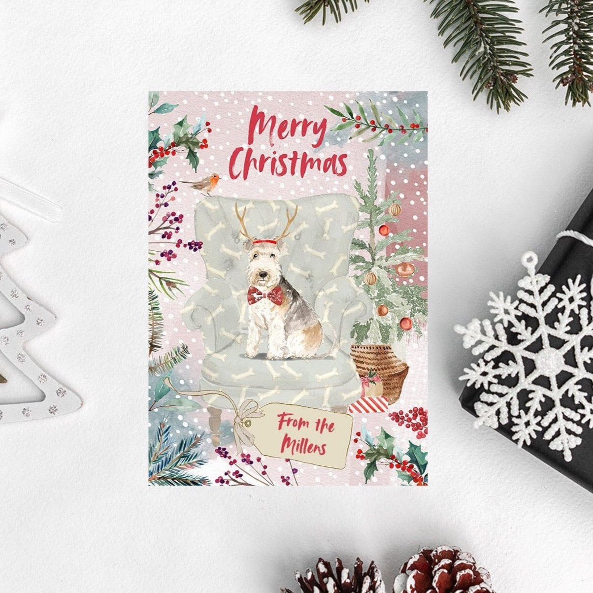 Personalised Lakeland Terrier Christmas Card | Natalie Ryan Design