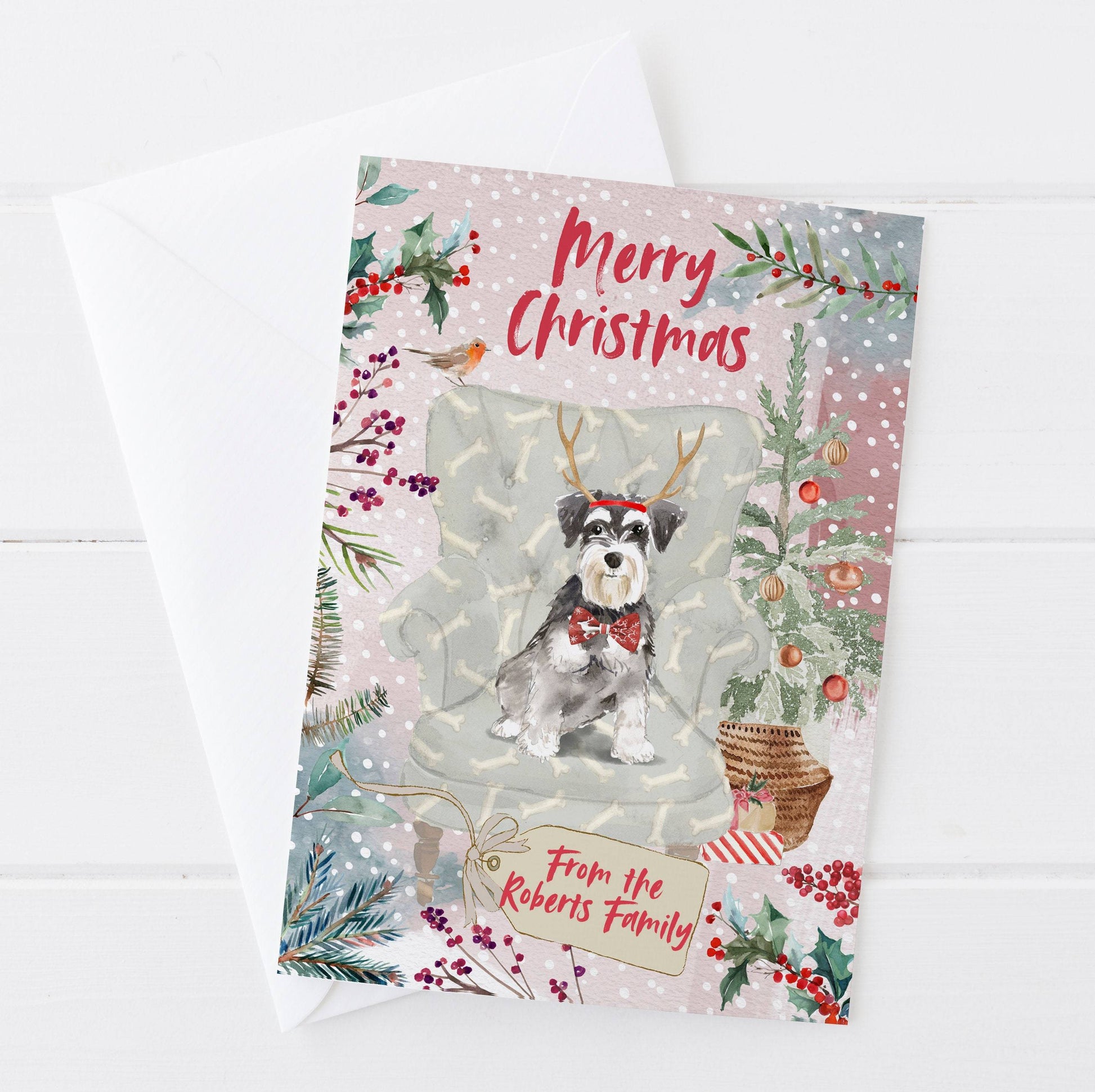 Personalised Miniature Schnauzer Christmas Card | Natalie Ryan Design