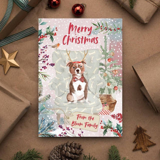 Personalised Staffordshire Bull Terrier Christmas Card | Natalie Ryan Design