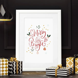 Merry and Bright Christmas Art Print | Natalie Ryan Design
