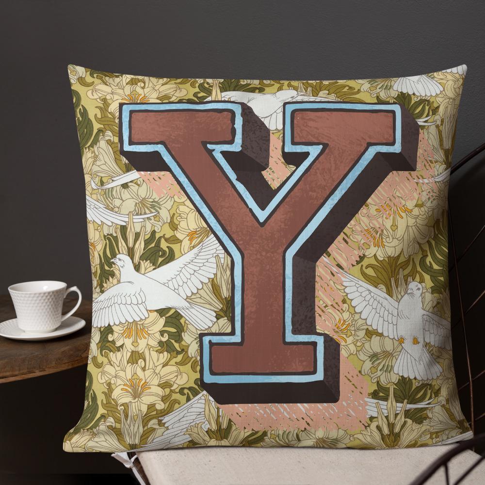 Letter Y, vintage monogram graphic cushion