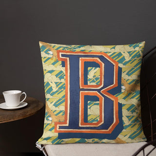 Letter B, vintage monogram graphic cushion