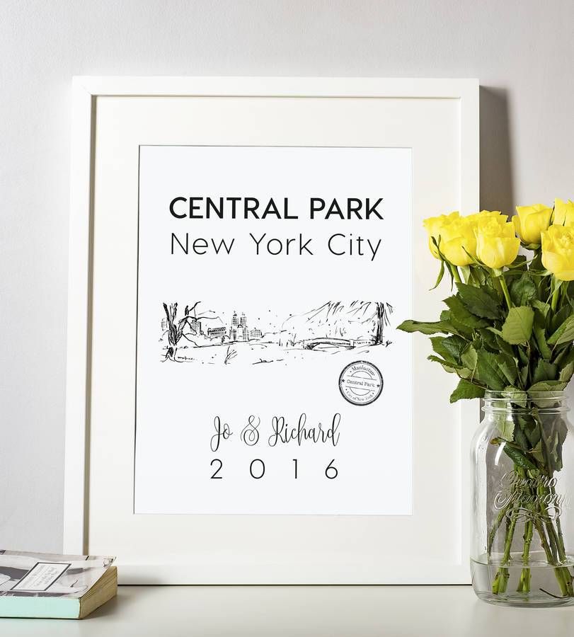 Central Park In The Snow Personalised Art Print