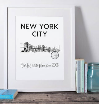 New York Brooklyn Bridge Personalised Art Print