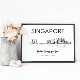 Singapore Skyline Illustrated Art Print