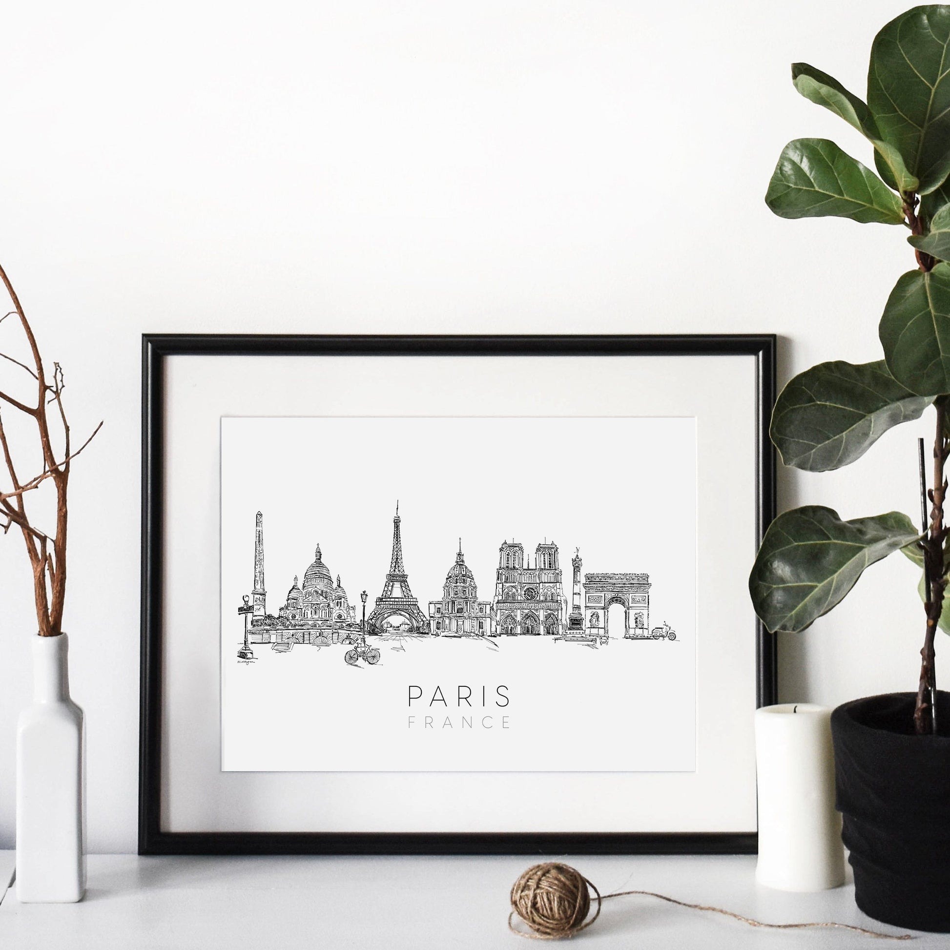 Paris Skyline Drawing - 0