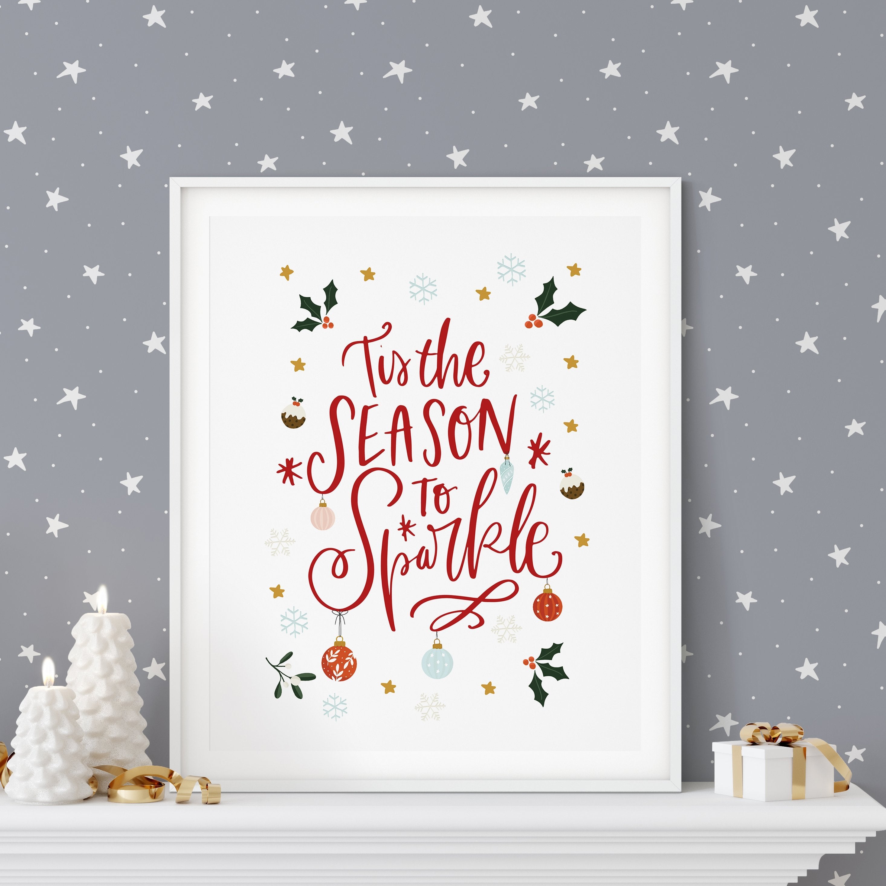 Tis the Season to Sparkle Christmas Art Print | Natalie Ryan Design